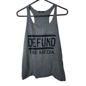 She Show Racer Back Loose Tank Top “Defund The Media” Political Fake News X